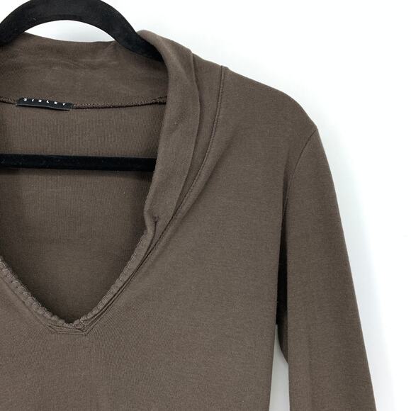 Sisley V-Neck Long Sleeve T-Shirt Womens Size Small Chocolate Brown - Picture 3 of 6